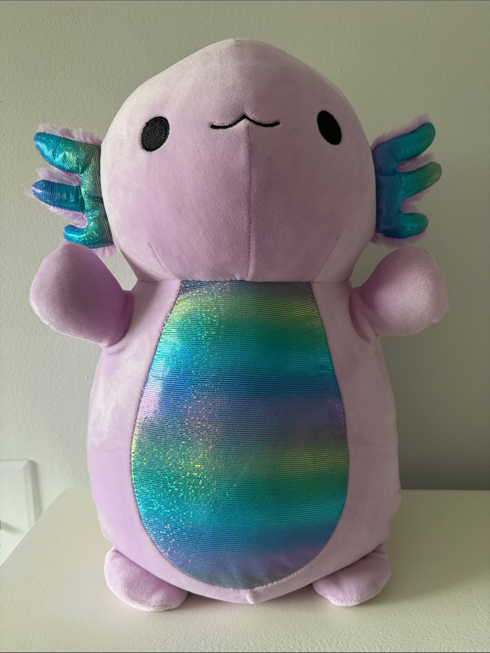 Monica - Squishmallows Lavender Axolotl Plush with Iridescent Blue-Green Belly